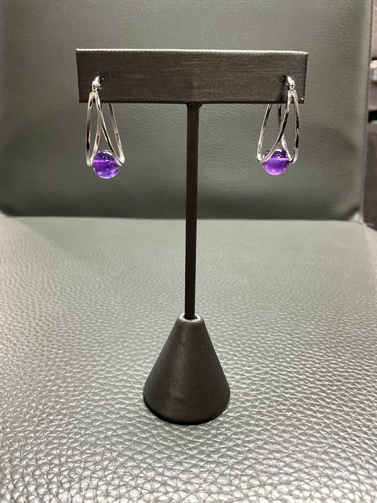 AMETHYST HOOP STERLING EARRING