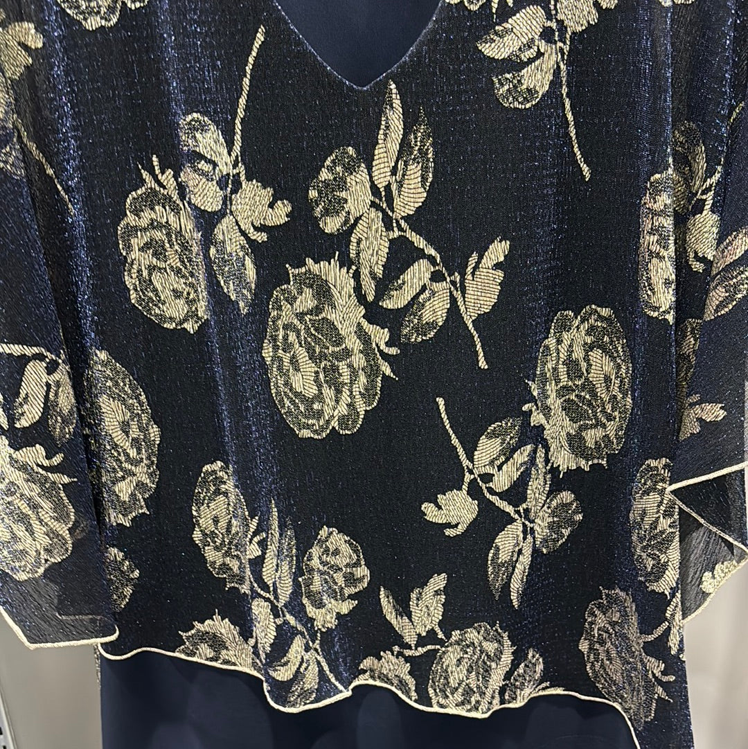 METALLIC ROSE OVERLAY TOP