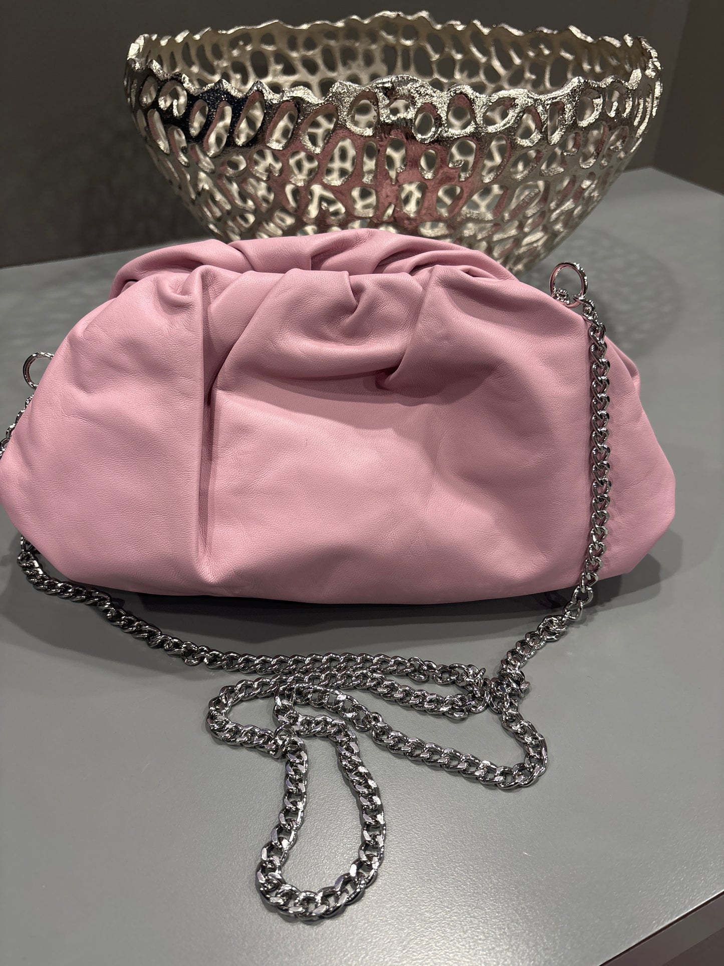 PETAL PINK ITALIAN LEATHER HANDBAG