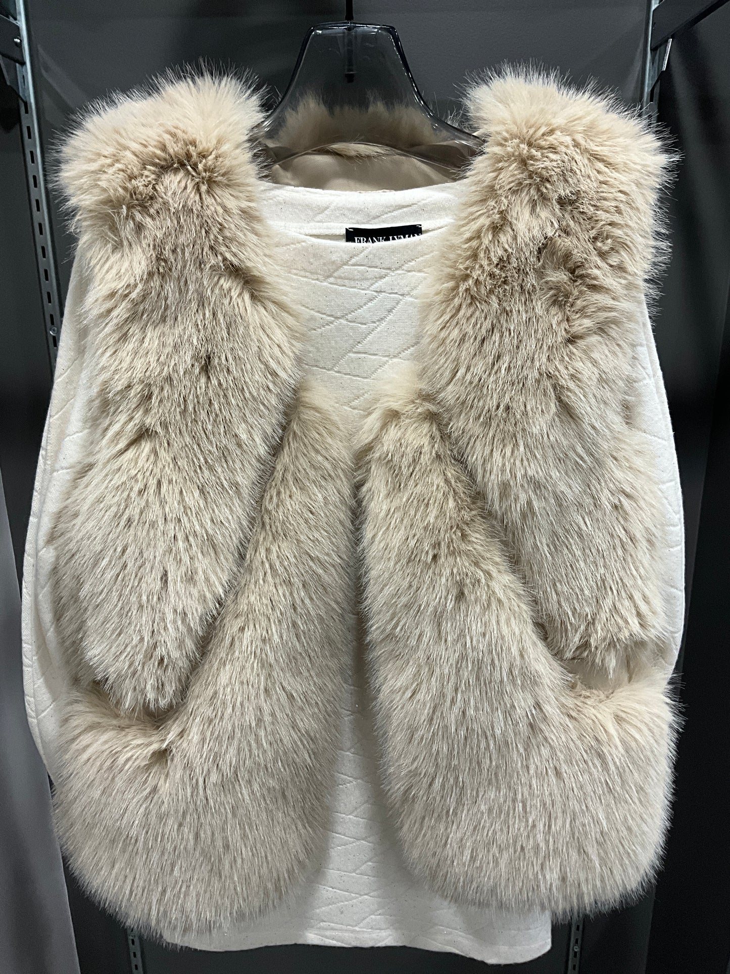 BEIGE FAUX FUR VEST