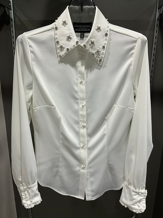 IVORY SILKY PEARL AND CRYSTAL BLOUSE