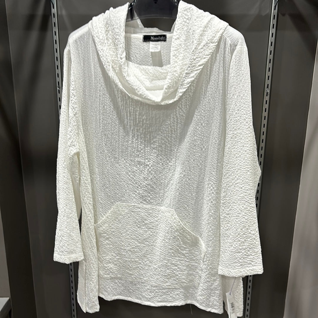 COWL NECK CRINKLE TOP WITH POCKETS