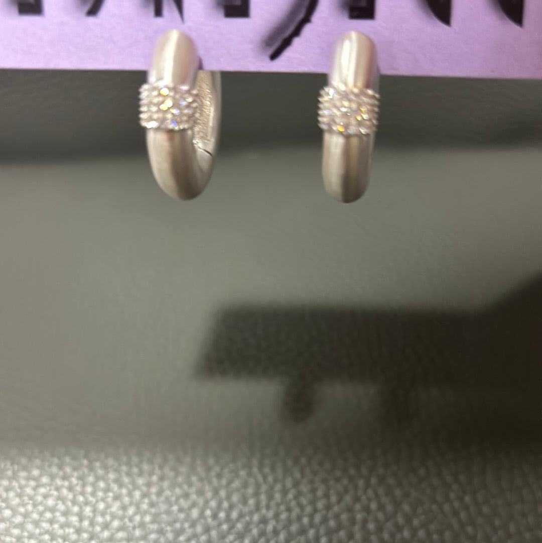 BRUSHED GOLD CRYSTAL HOOPS