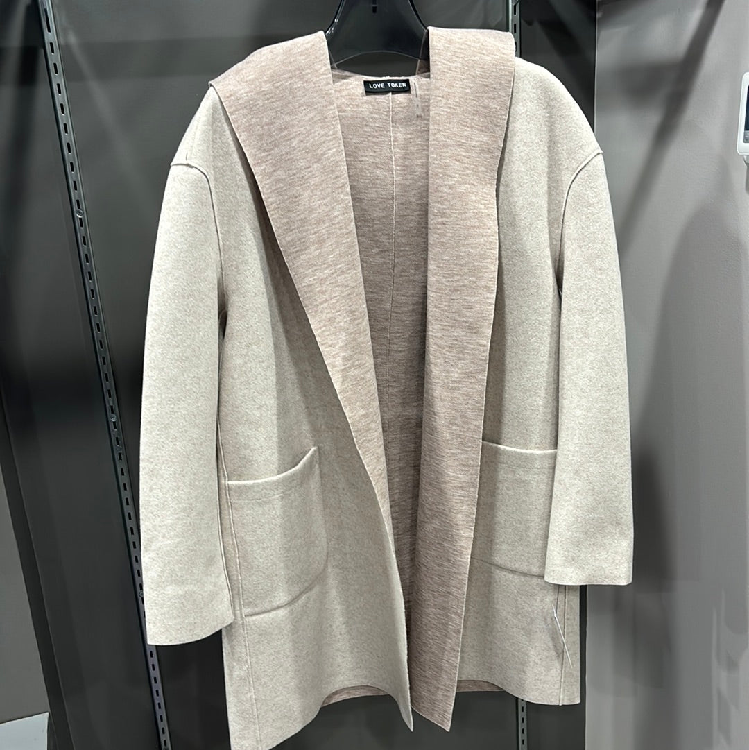 OATMEAL DOUBLE FACED SWEATER COAT
