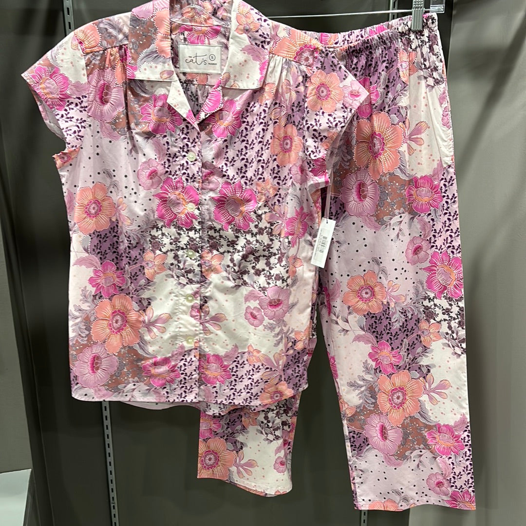 PINK GARDENS CAPRI PAJAMA SET