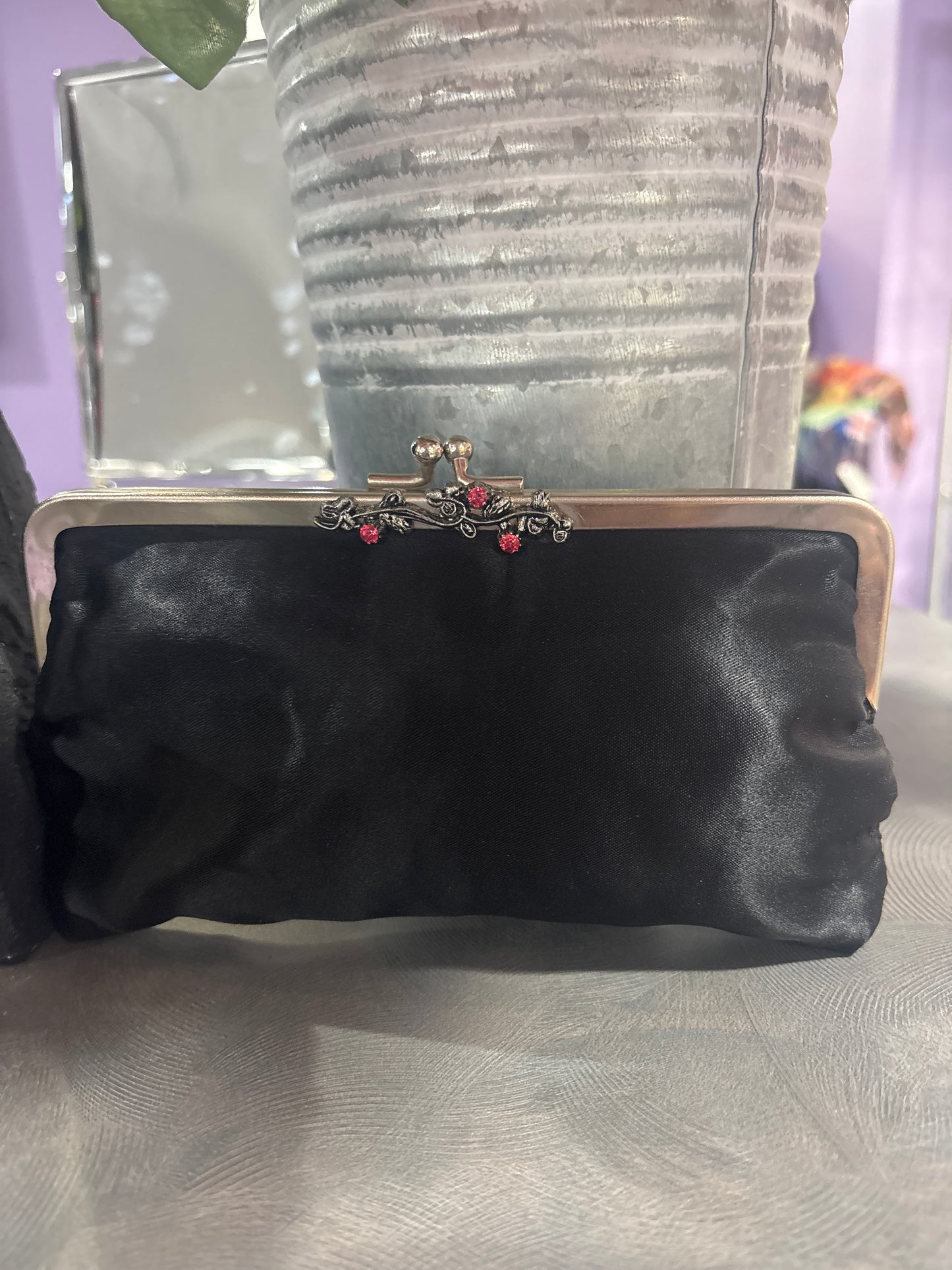 SILK AND STERLING SILVER CLUTCH