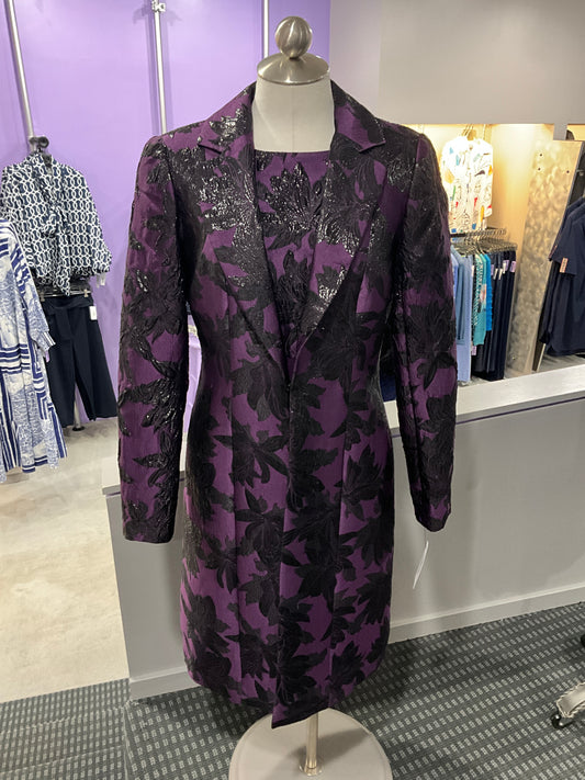 VIOLET NIGHT BROCADE AND KNIT DRESS