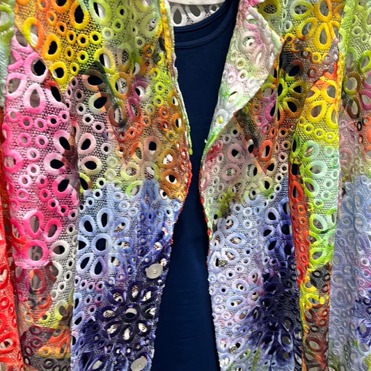 RAINBOW EYELET MOTHER OF PEARL BUTTON JACKET