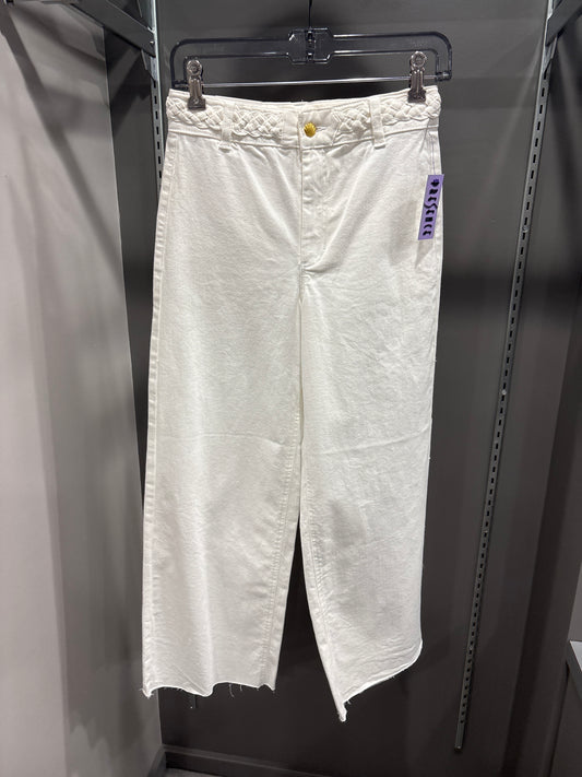 GOLD BRAIDED WIDE WHITE JEAN