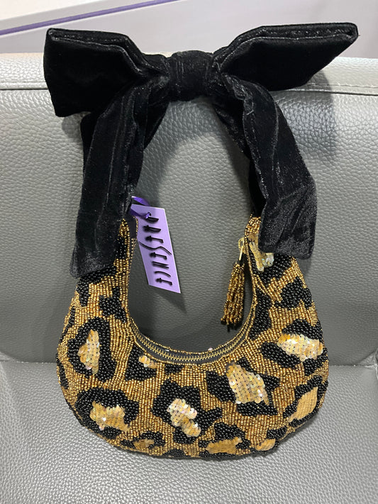 LEOPARD BEADED HANDBAG