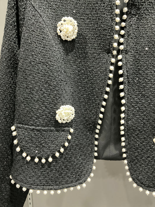 PEARL TRIM TWEED JACKET