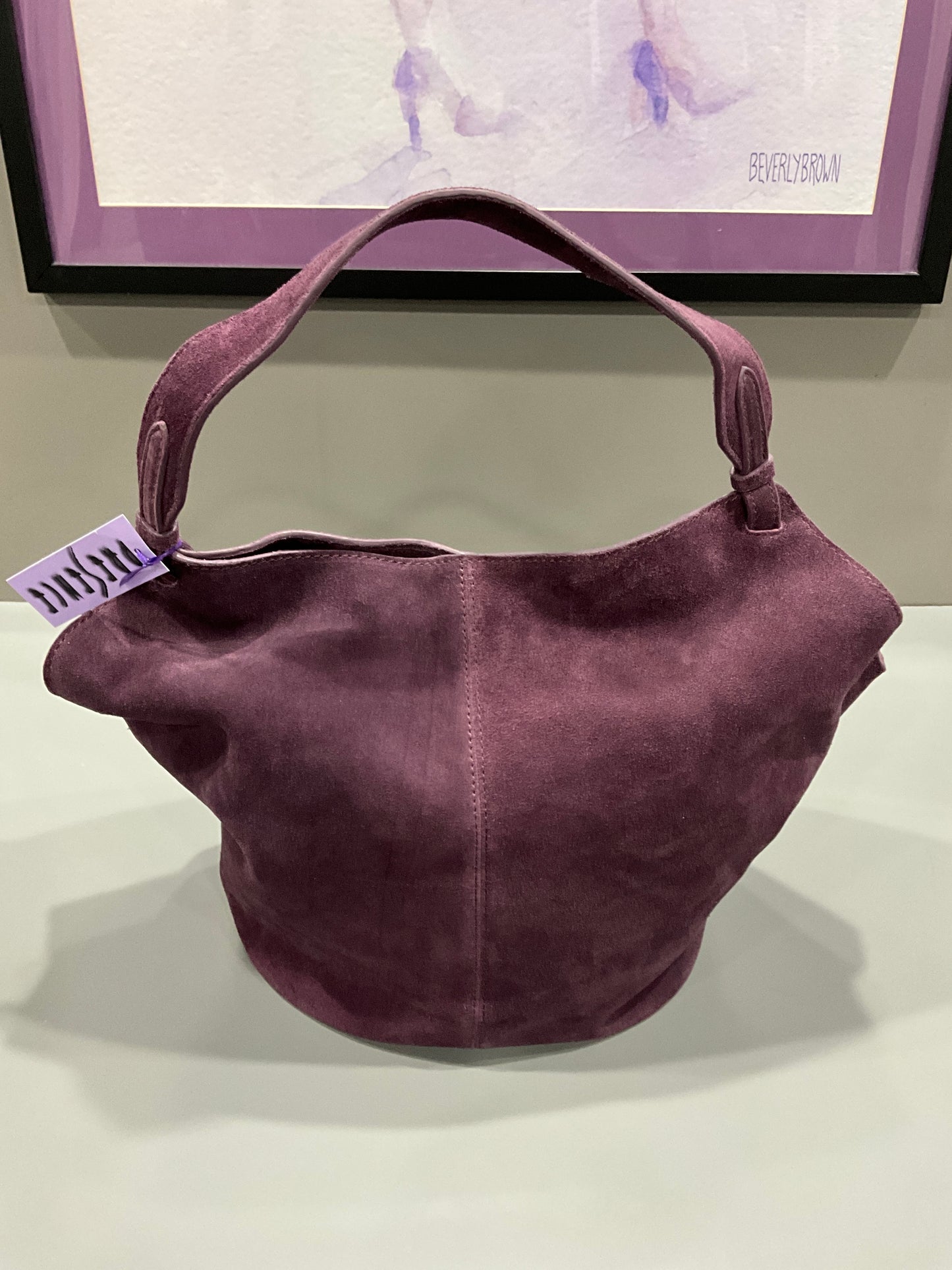 WOVEN PLUM SUEDE HANDBAG