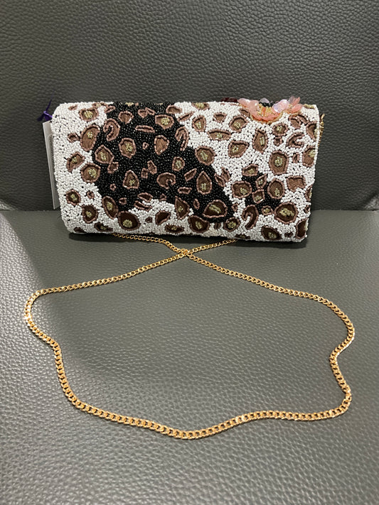 LEOPARD BEADED HANDBAG