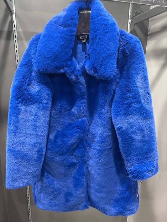 COBALT BLUE FAUX FUR COAT