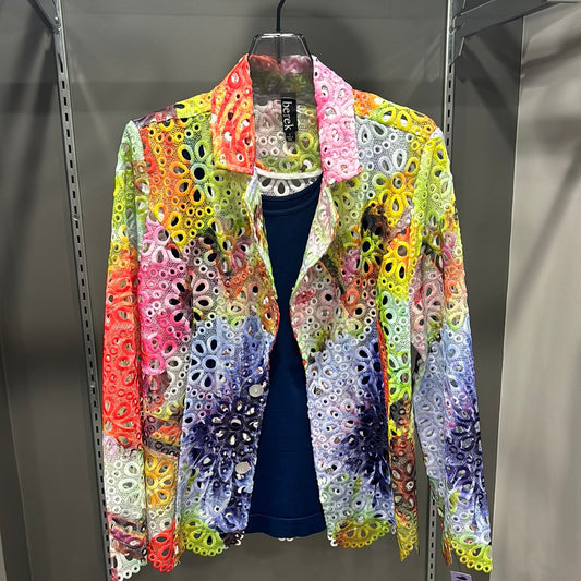 RAINBOW EYELET MOTHER OF PEARL BUTTON JACKET