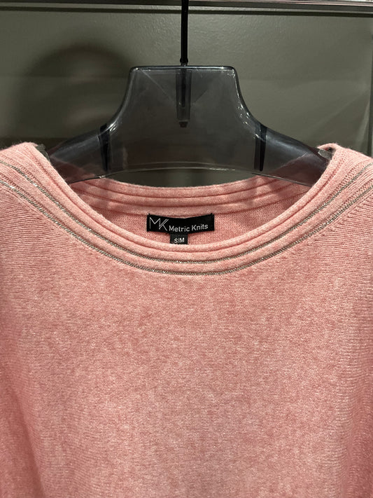 METALLIC TRIM PEACH SWEATER
