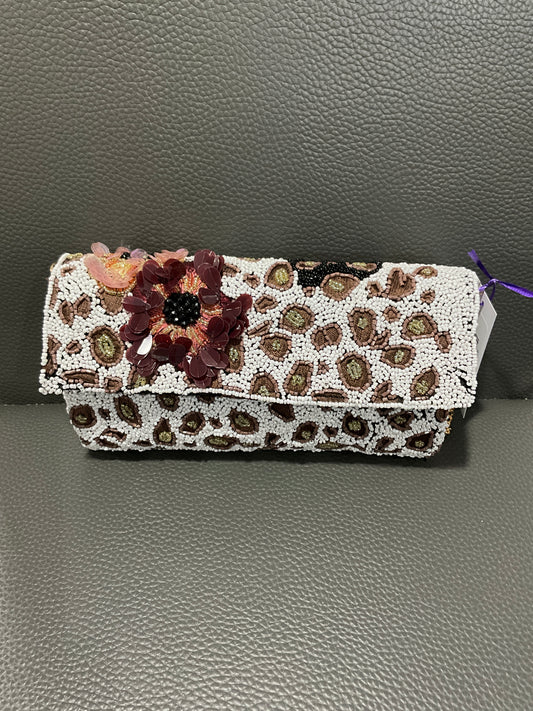 LEOPARD BEADED HANDBAG