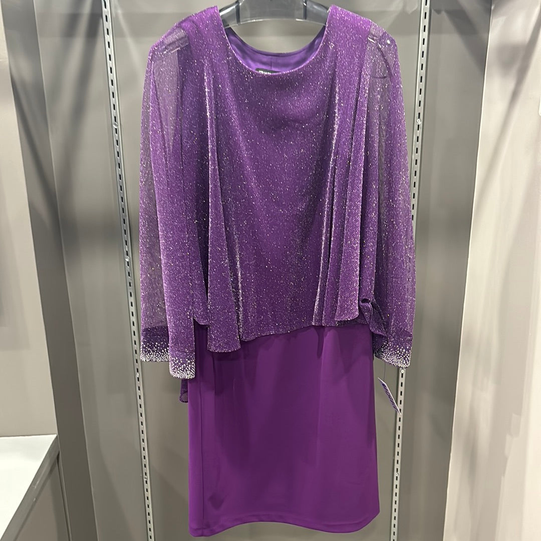 METALLIC AND CRYSTAL PLUM DRESS