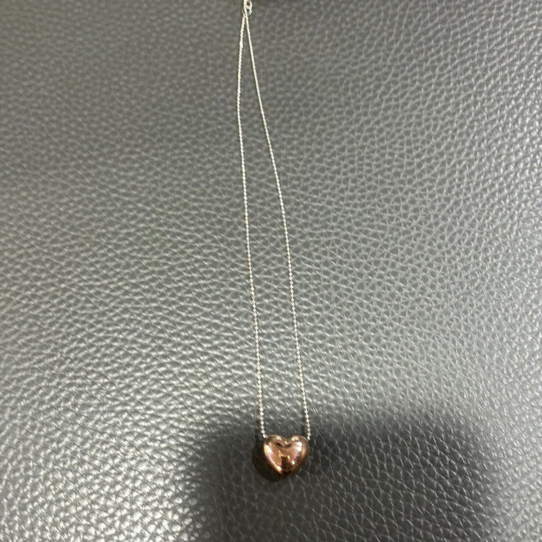 STERLING SILVER ROSE GOLD HEART NECKLACE