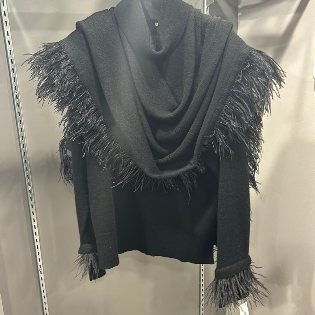 CASHMERE FEATHER CUFF SWEATER