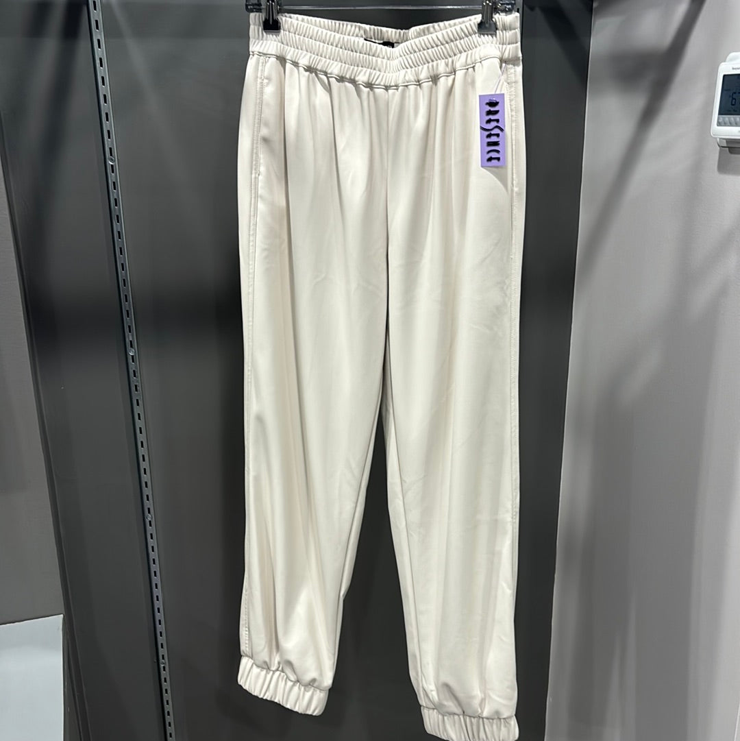 BEIGE FAUX LEATHER JOGGER
