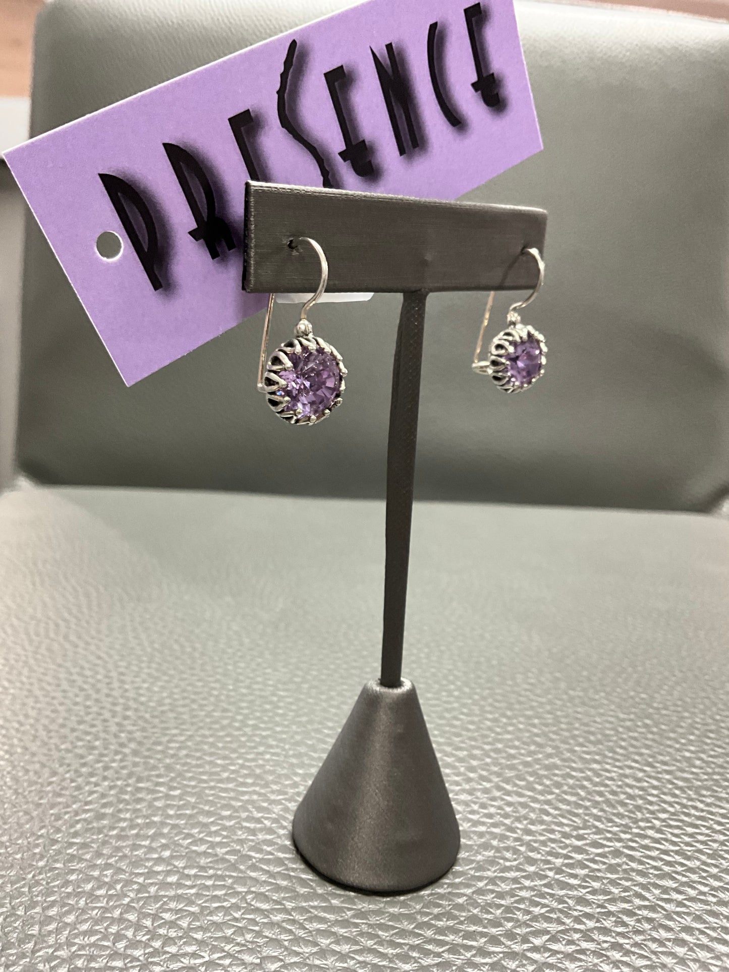 STERLING SILVER AMETHYST CRYSTAL EARRING