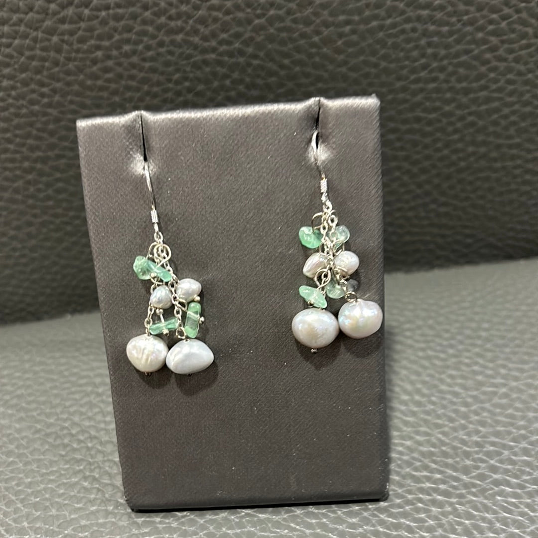 SEA GLASS PEARL STERLING EARRING