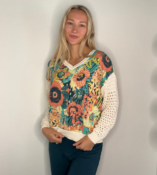 SEVENTIES FLORAL SWEATER