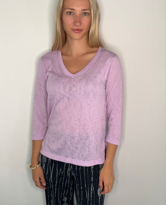 SLUB COTTON VNECK TOP