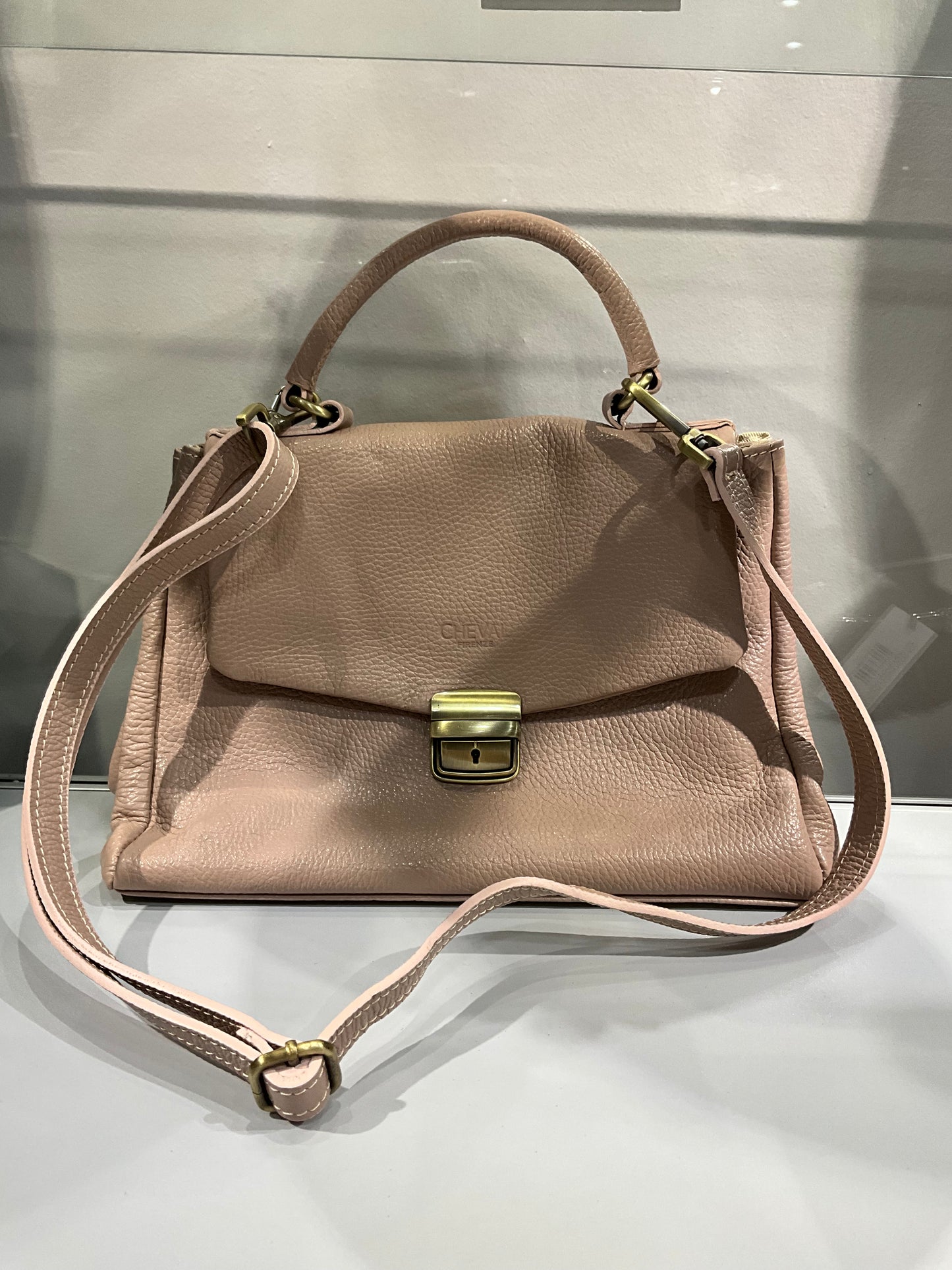 SOFT PEBBLED LEATHER ITALIAN BEIGE BAG