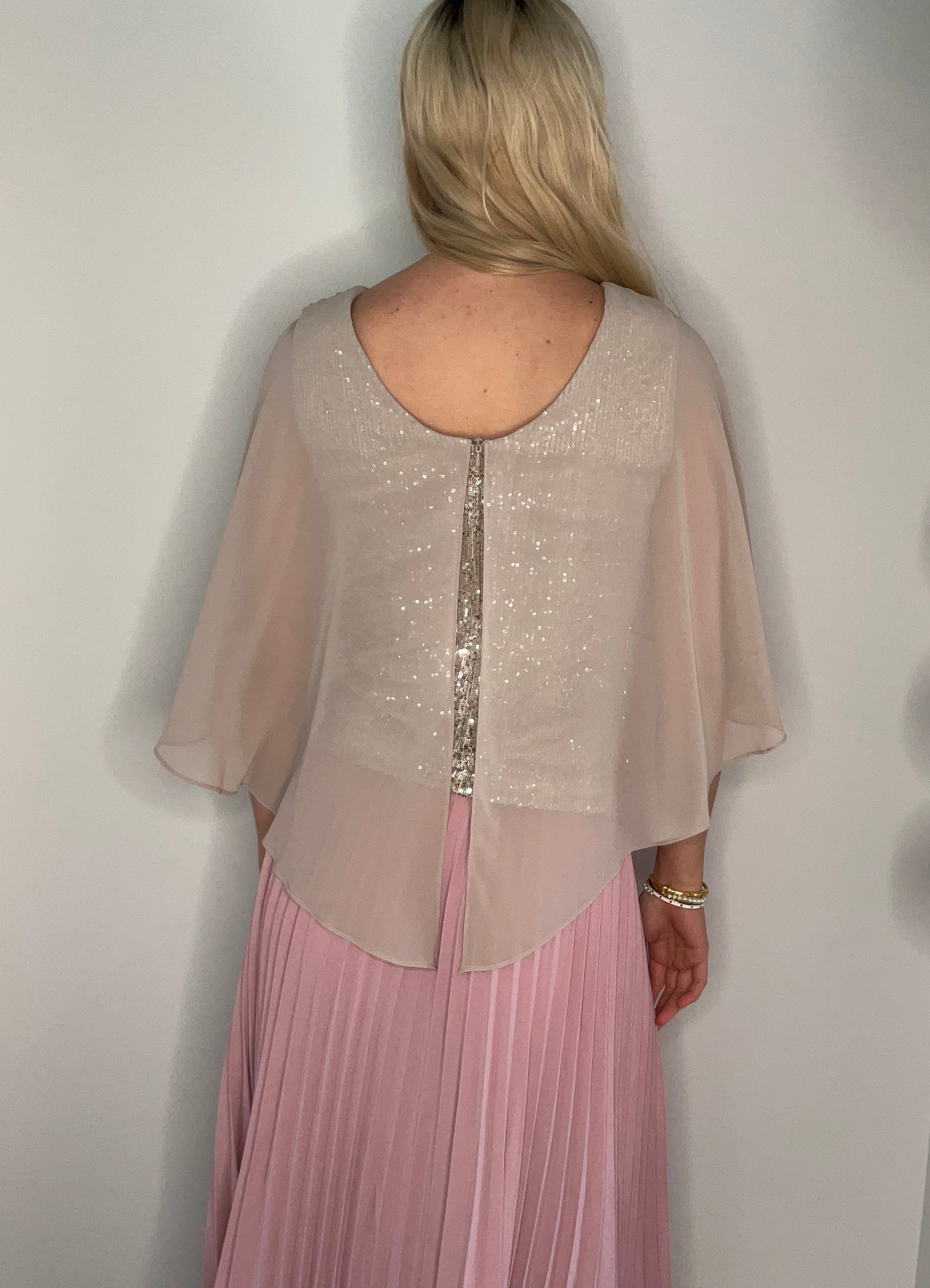 CHIFFON AND SEQUIN OVERLAY TOP