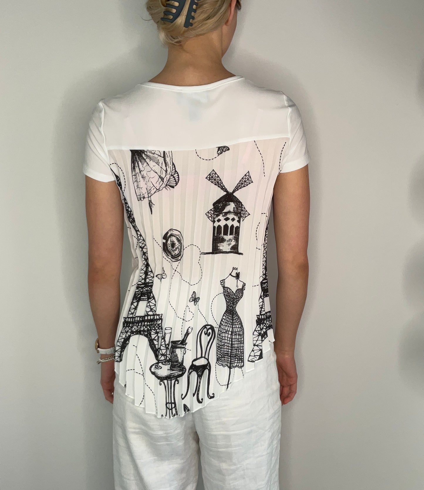 PARIS PLEATED CRYSTAL TEE