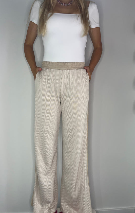 FAUX SUEDE SIDE STRIPED PANT