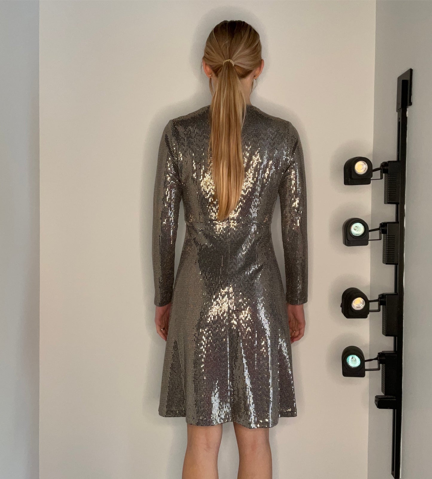 COPPER SEQUIN TWIST FRONT DRESS