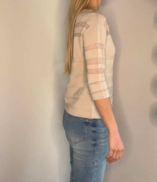 RIBBED SHEER STRIPED SWEATER