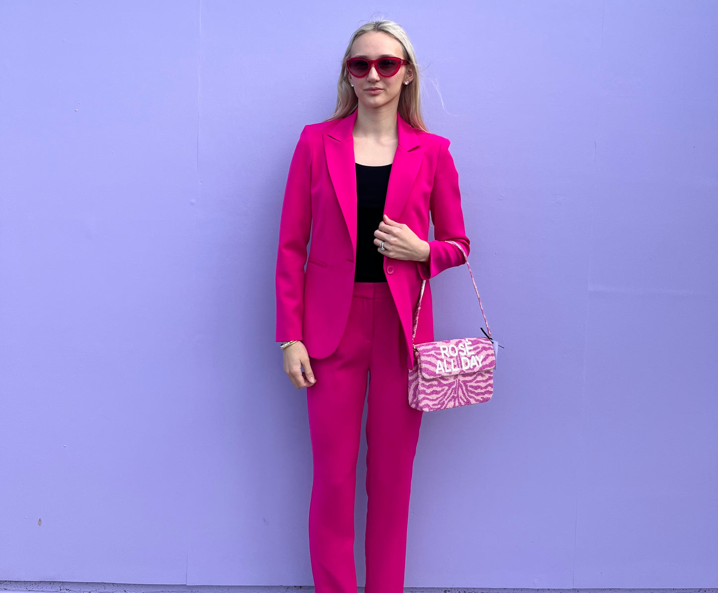 PLEATED HOT PINK SUITING PANT