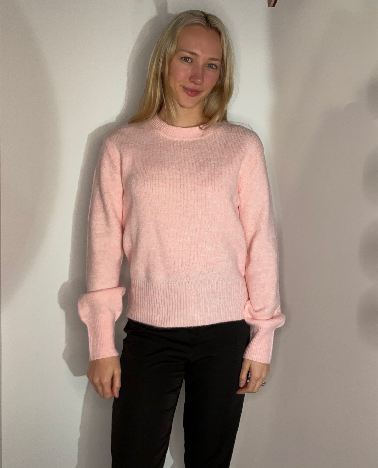 SOFTEST BLUSH PINK HEATHERED SWEATER