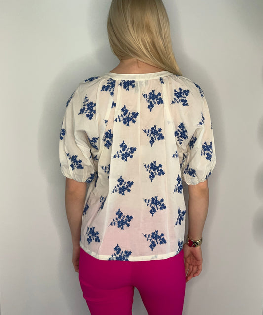 BLUE SKIES EMBROIDERED TOP