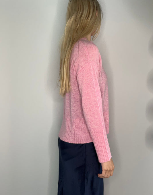 BOXY HEATHERED PARIS PINK CASHMERE SWEATER