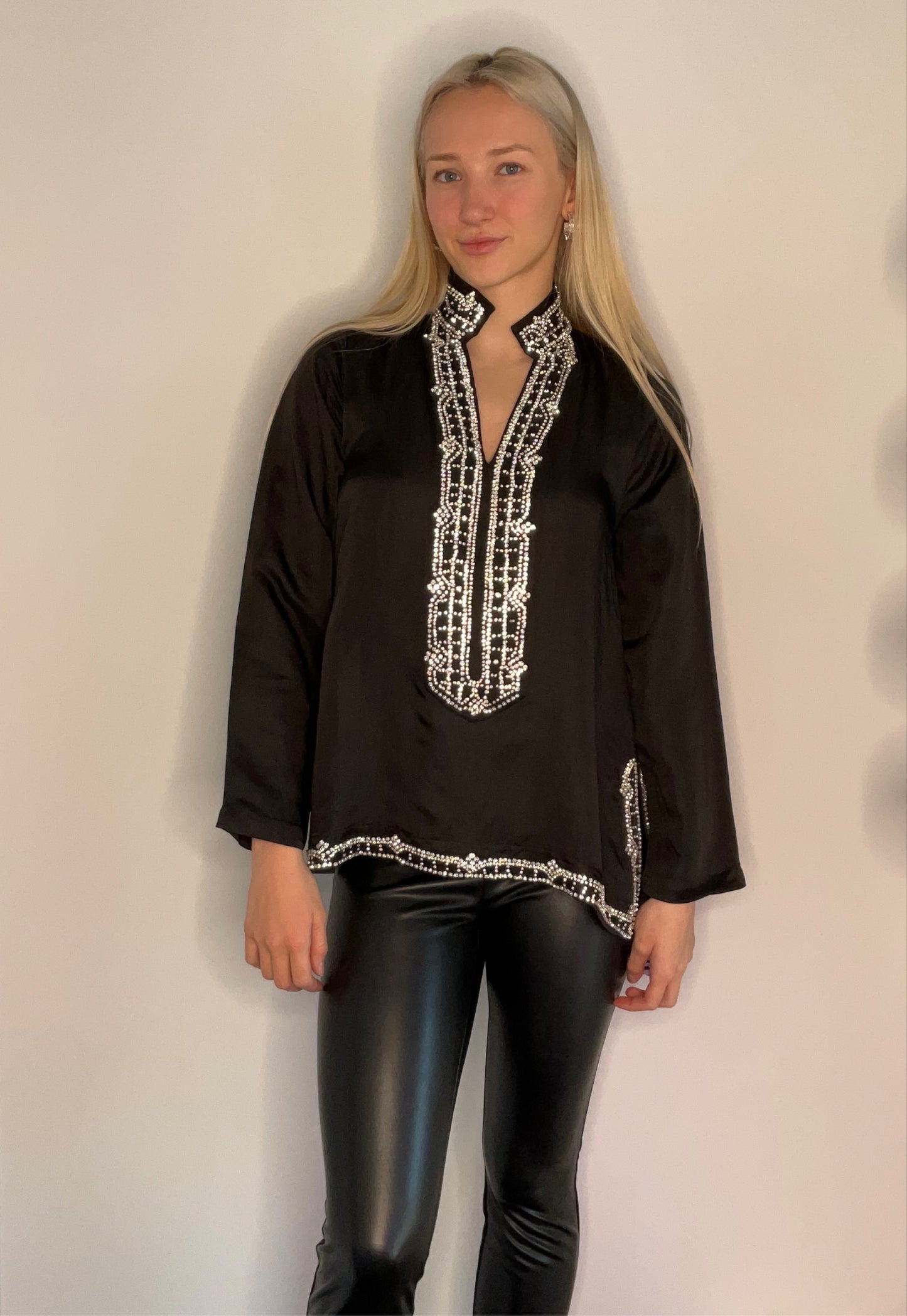 SILKY BEADED TUNIC TOPS