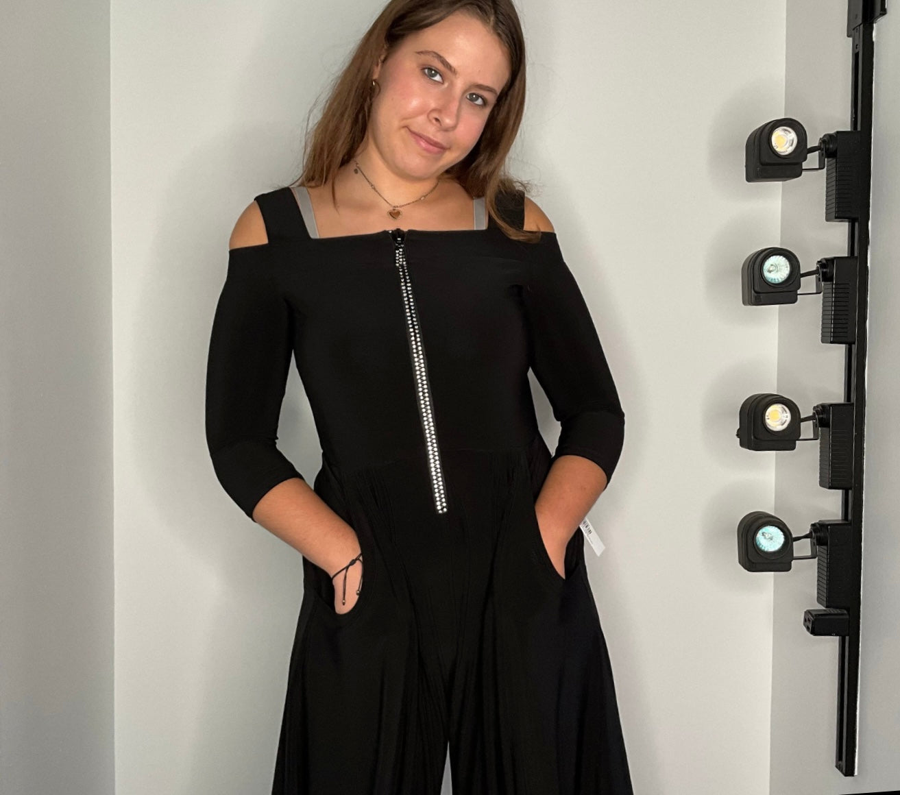 CRYSTAL ZIPPER KNIT JUMPSUIT