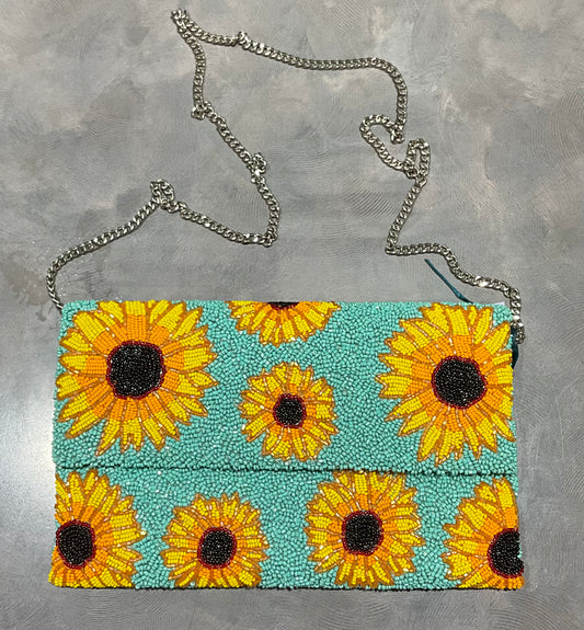 SUNFLOWER BEADED HANDBAG