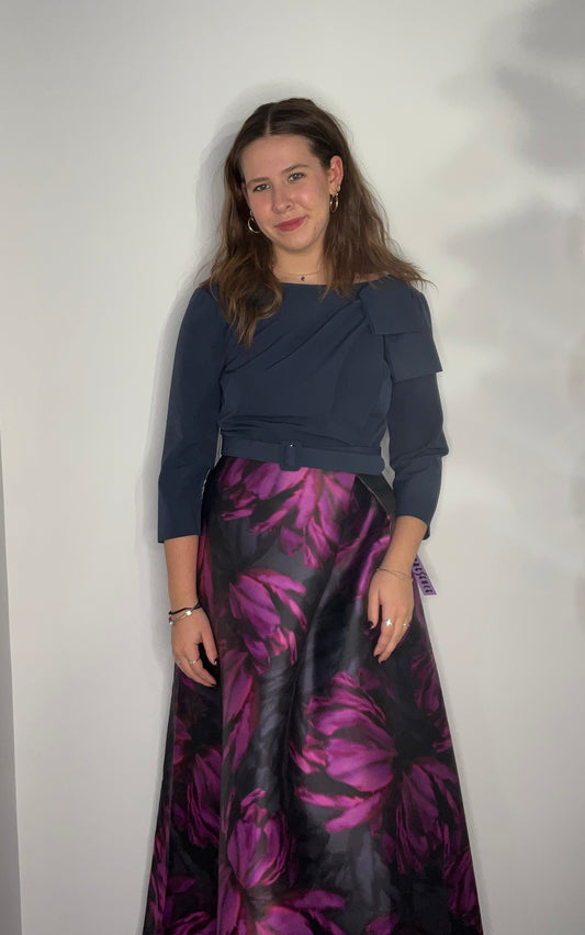 ROSE PRINT AND NAVY GOWN