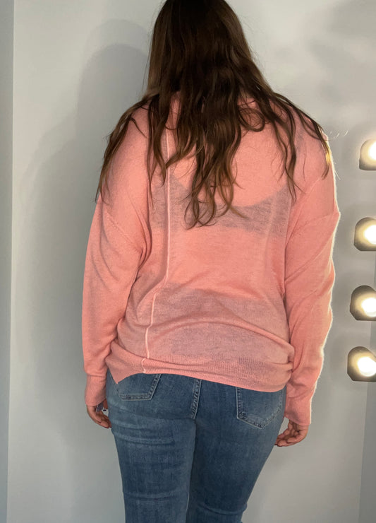 FEATHER WEIGHT PEACH CASHMERE SWEATER