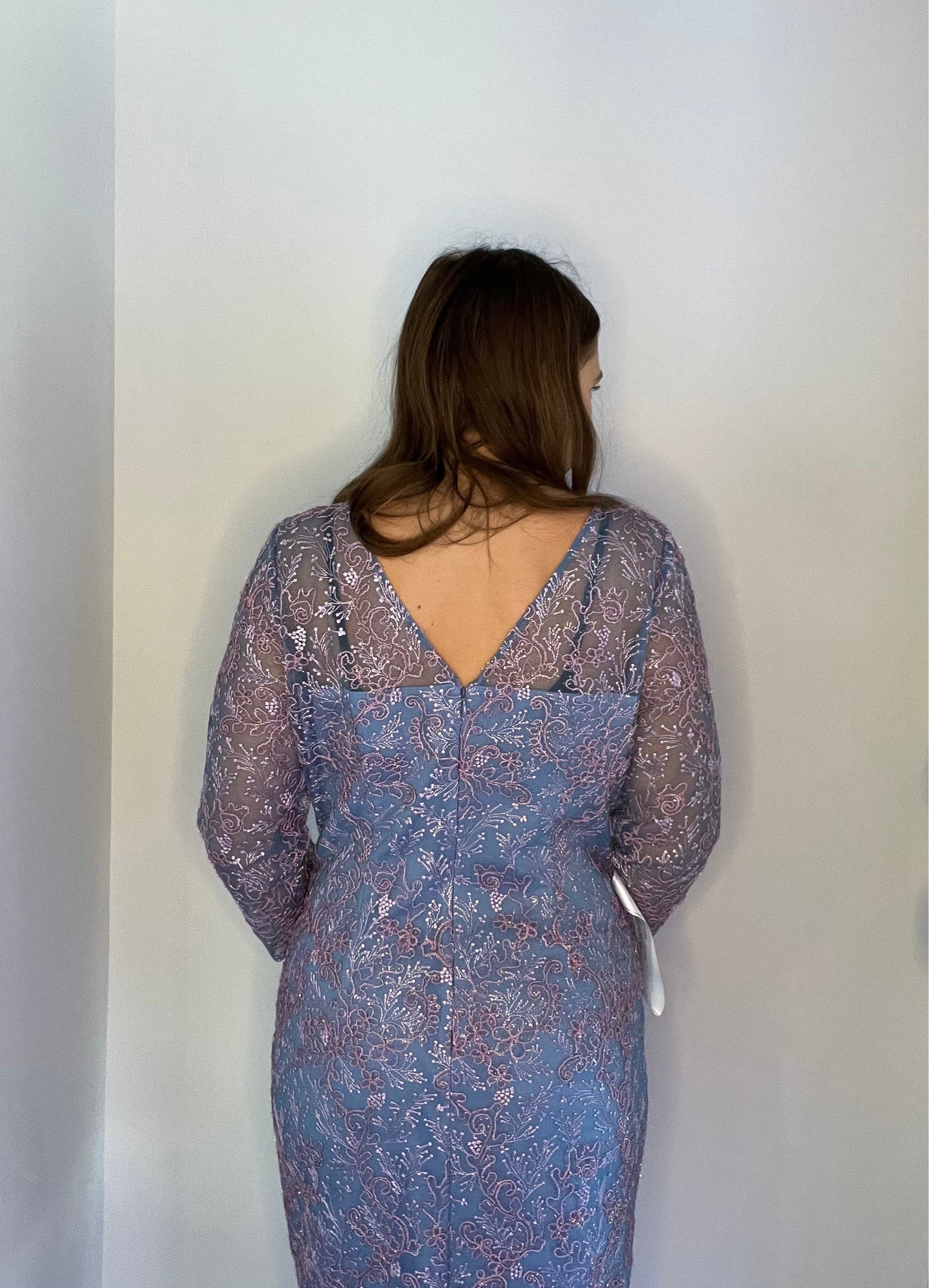BLUE AND PINK THREAD SPARKLE DRESS