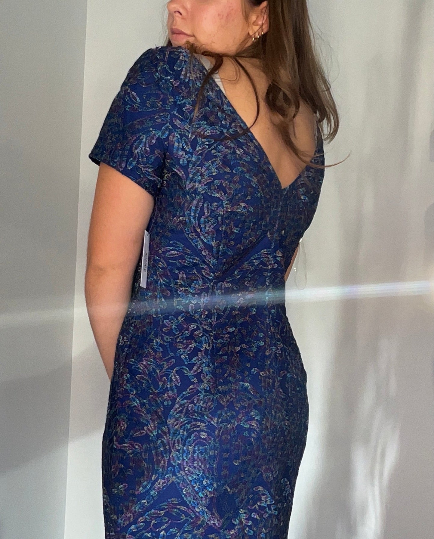 BLUE EMBROIDERED SPARKLE DRESS