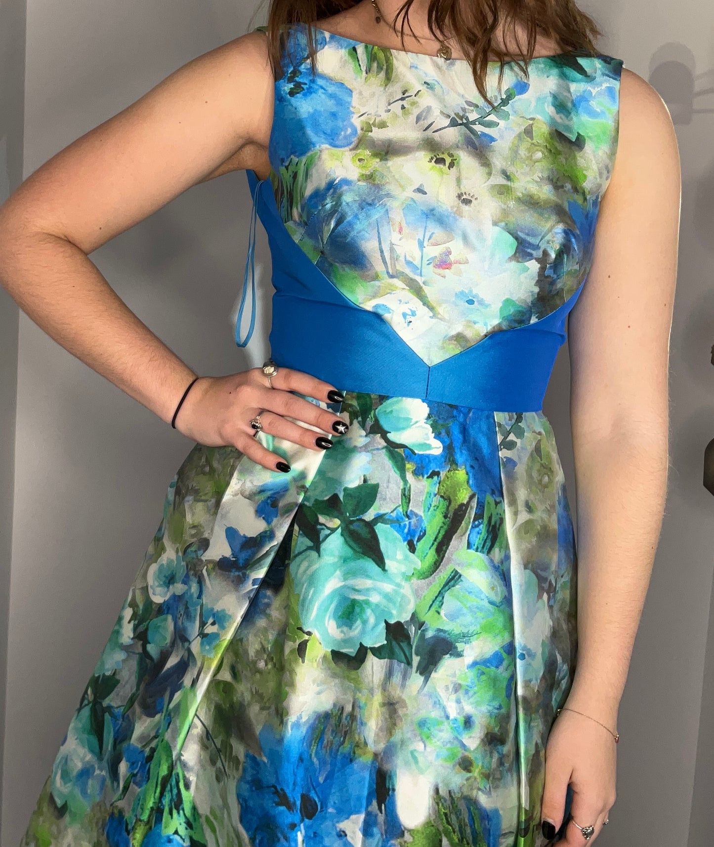 BLUE GARDEN ALINE DRESS