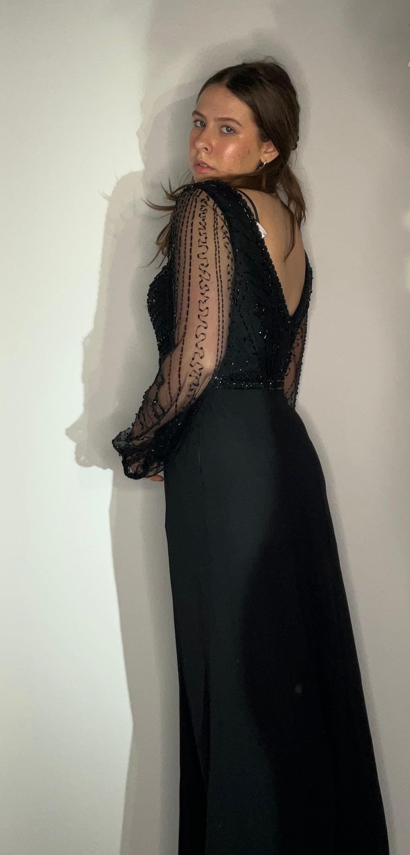 BEADED BLACK GOWN