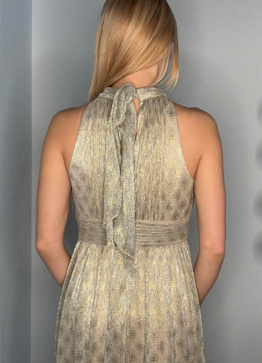 SLEEVELESS SPARKLE RUFFLE DRESS