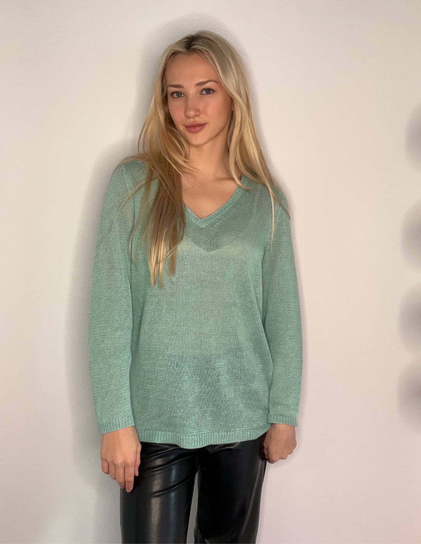 SEAFOAM GREEN LINEN SWEATER